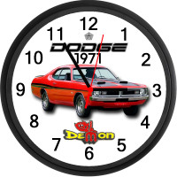 1971 Dodge Demon (Bright Red) Custom Wall Clock - New - Mopar