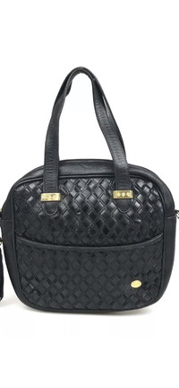 Luxury brand Authentic Bally black leather quilted handbag 