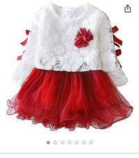 Baby Girl Lace Skirt, Long Sleeve Sweet Bow Princess Dress