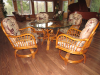 Bamboo Swivel Chairs & Table Set