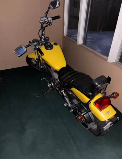 Yellow 1996 Suzuki LS6 motorcycle 650 bike was safety 2 years ago then sat didn’t drive it due to ba...