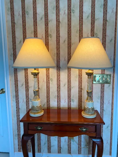 Vintage, 1950's Classic Roman Style Table Lamps (2), View more