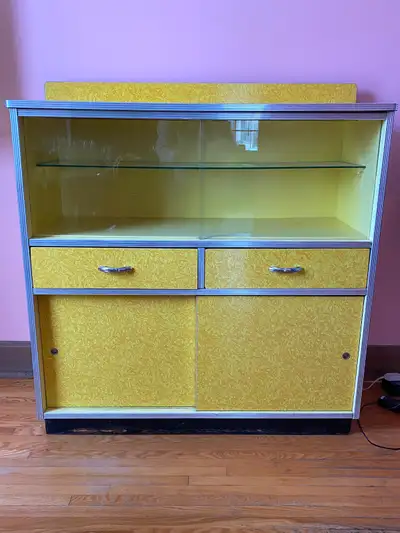 Vintage Arborite and Chrome Kitchen / Bar  Cabinet, View more