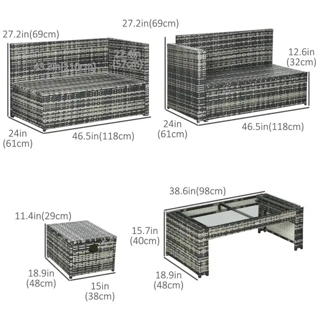 8 seater sofa, 6 Piece Rattan Garden Furniture Set in Couches & Futons in Markham / York Region - Image 3