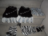 Unused Dog Clothes.Zebra & Cheerleader.$5 ea.The cheerleader out
