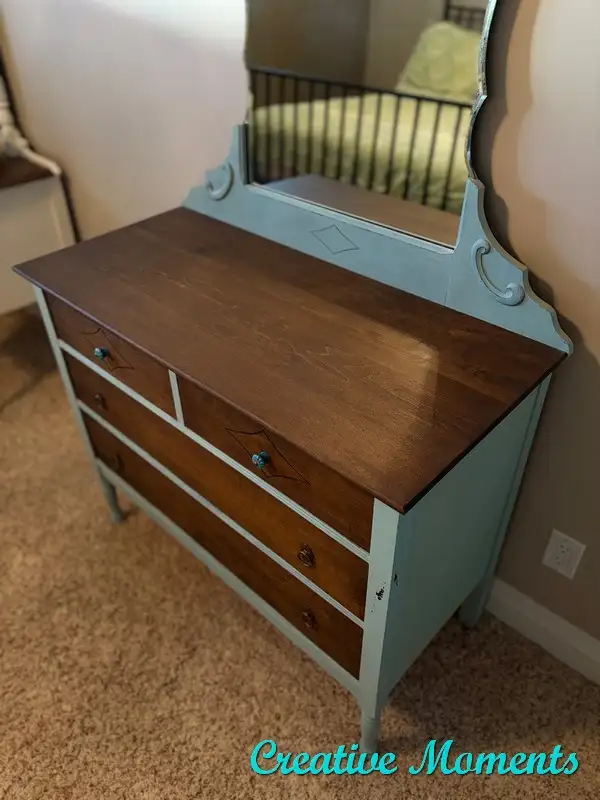 Antique Dresser with beveled Mirror - refinished in Dressers & Wardrobes in Calgary - Image 10