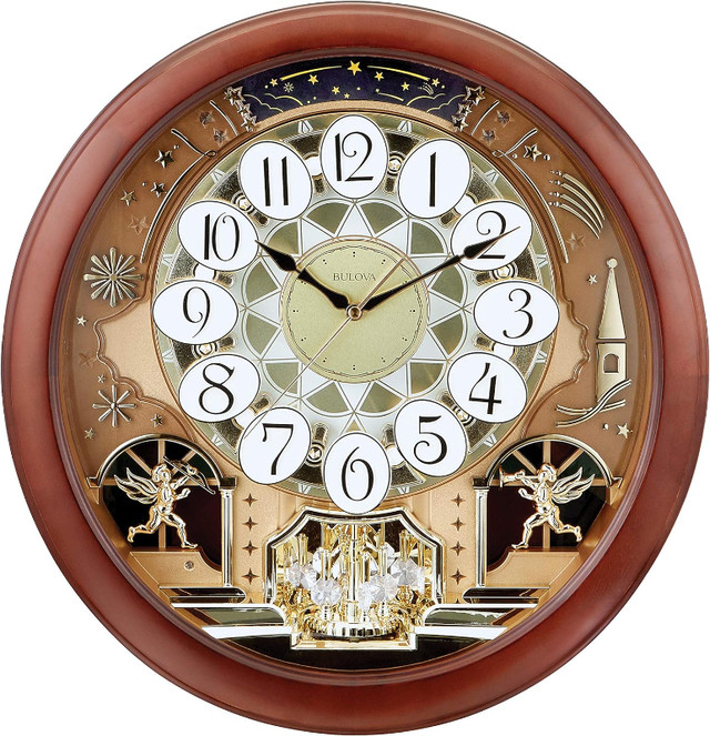Bulova Dancing Tune Strike Chime Wall Clock, Brown Cherry in Home Décor & Accents in City of Toronto