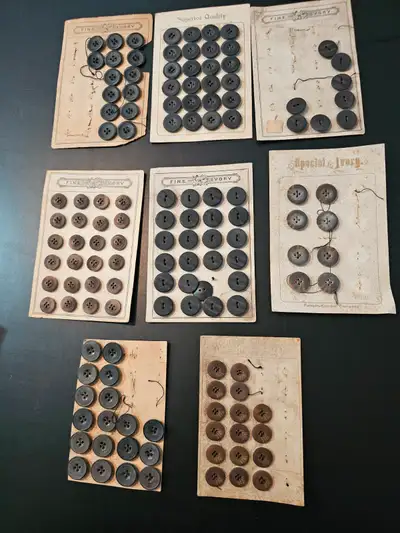 The buttons are new. The cards are in a variety of conditions. Vegetable ivory 19th century Sold by...