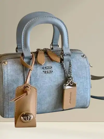 beautiful blue denim bag, View more
