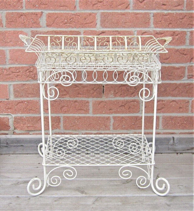Iron 2Tier Bar Cart/Plant Stand Removable Tray With Handles Home