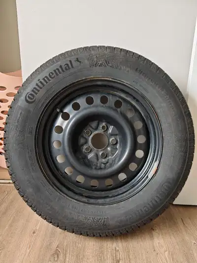 Selling a like-new full set of 4 Continental winter tires with steel rims, used only 2 months (purch...