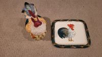 Rooster Ceramic tray and serving container