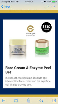 NEW!!   Elizabeth Grant Face Creme And Enzyme Peel Set