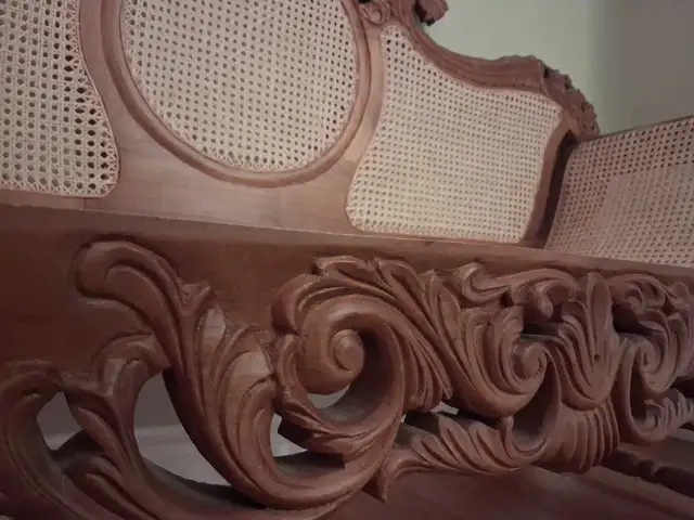 Teak wood couch, hand carved & woven in Sri Lanka, 27" x 77" in Couches & Futons in City of Toronto - Image 5