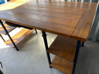 Solid Wood Desk with Brushed Metal Frame