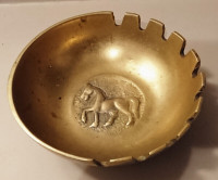 Vintage Solid Bronze Heavy Singing Bowl with Embossed Horse