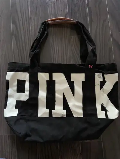 Victoria secret pink black tote bag, View more