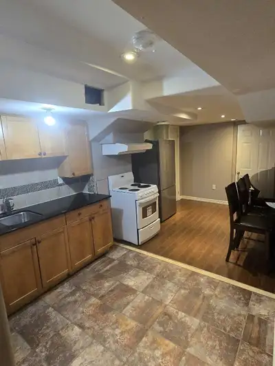 1 bedroom basement available with huge room that has 3 closets and living area with sofa with shared...
