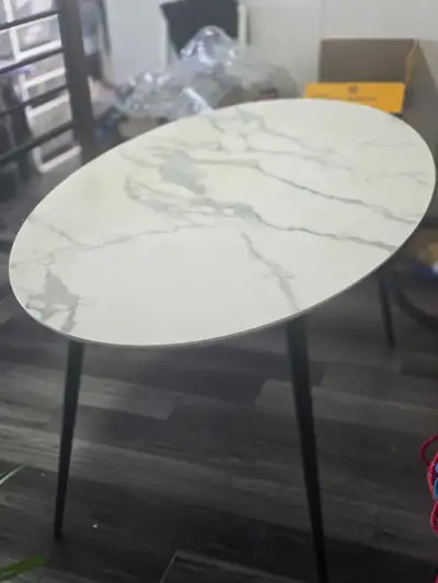 Oval Faux Marble Side Table, View more