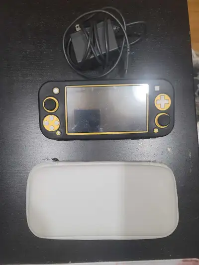 Yellow Nintendo Switch Lite with cases, View more