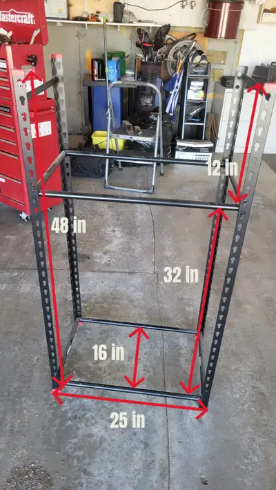 300 lbs. capacity tire holder. Had 4 20" GMC Acadia winter tires on it. Listed for $74.99 at Canadia...