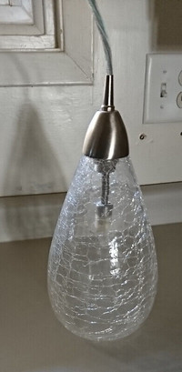 Easy Lite Single Pendant Light  With Crackled Glass Shade