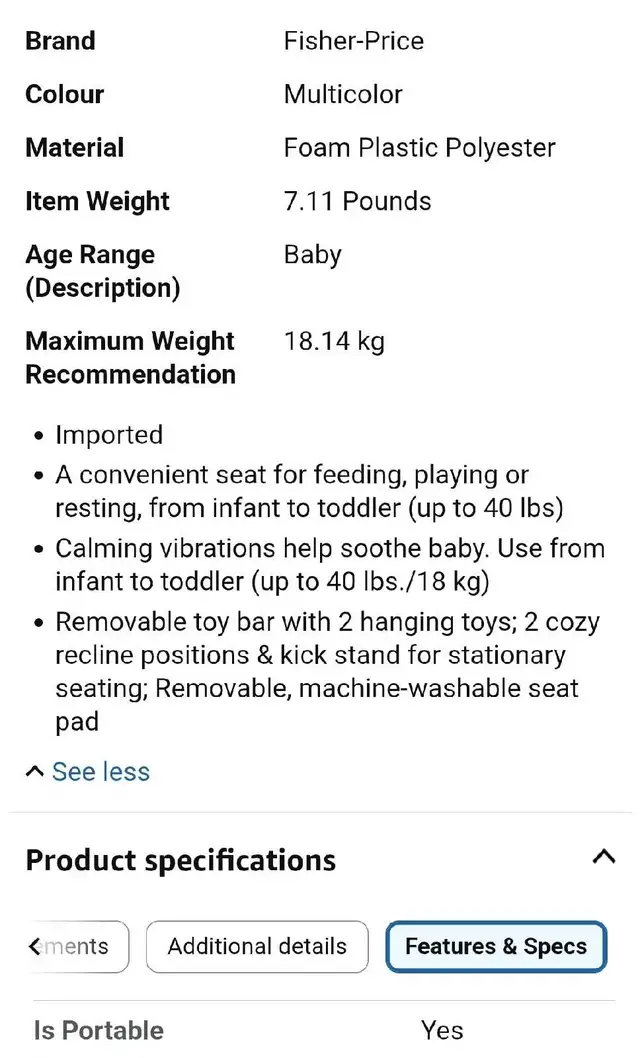 Baby/toddler sit up seat/vibrating/ rocking chair in Playpens, Swings & Saucers in Edmonton - Image 4