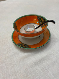NORITAKE FOOTED BOWL WITH PLATE & LADLE