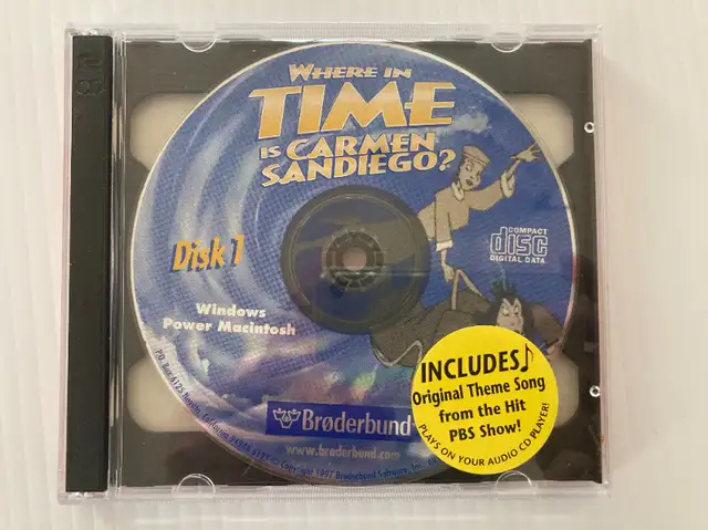 Where In Time Is Carmen Sandiego CD-ROM Windows & MAC  2 discs in Software in Edmonton - Image 2