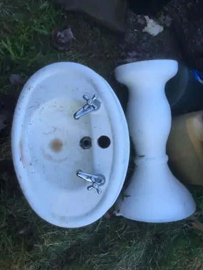 pedestal porcelain sink with new taps, View more