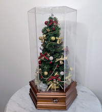 13.5" Christmas Tree with Lights & Music in Display Case