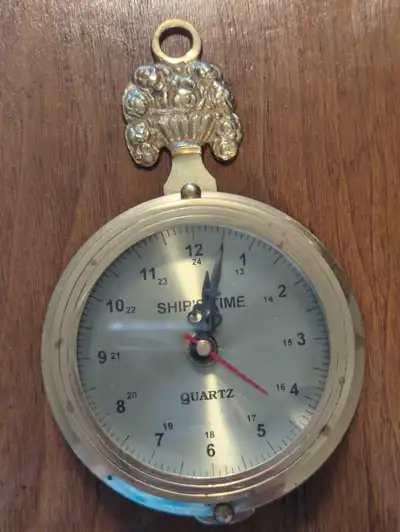 Be nice on a boat. Real solid Brass. Keeps perfect time. Nice weight to it. Percentage of my sales g...