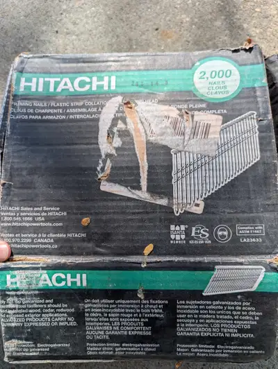 Hitachi 3" x 0.120" framing nails, 21 degree This is a box of 2,000 nails, a bunch were used but I w...