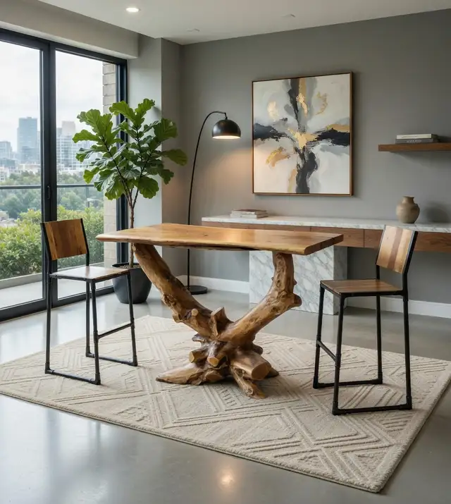 Natural Teak Root Bar Table and Stools in Dining Tables & Sets in City of Toronto - Image 2