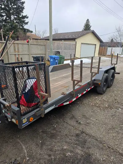 Deck from the two front boxes to the end of the trailer is (14ft) and extra 4ft of the ramps. New 14...