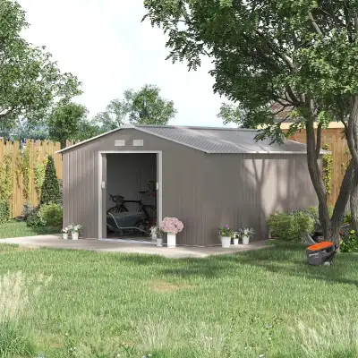 11' x 13' Practical Backyard Garden Storage Tool Shed Double Sli, View more