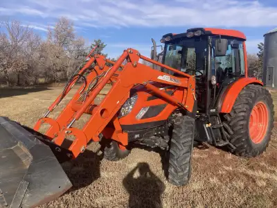 2015 kioti PX9020 tractor with loader , has 631 hours and is a 90 horse . Has H,M,L,C 4 gears in eac...