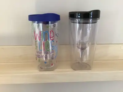 Wine tumblers - double wall acrylic cup with lid, View more