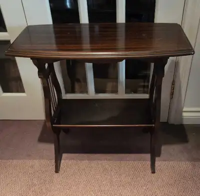Antique Victorian side table with a magazine rack - 19th century, View more