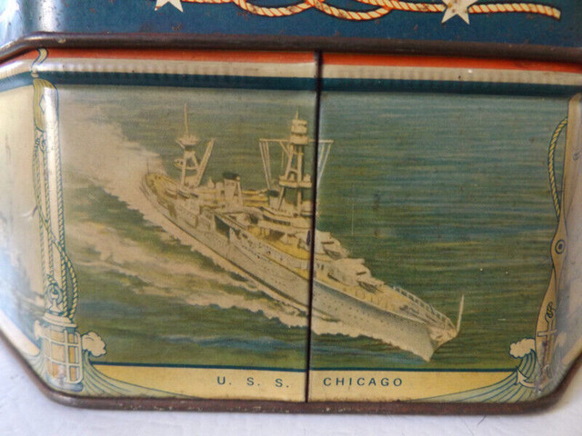 ORIGINAL VINTAGE LOOSE-WILES BISCUIT COMPANY TIN U.S.S. IDAHO in Arts & Collectibles in Oakville / Halton Region - Image 4