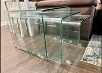 STRUCTUBE Tempered glass nesting modern coffee table set