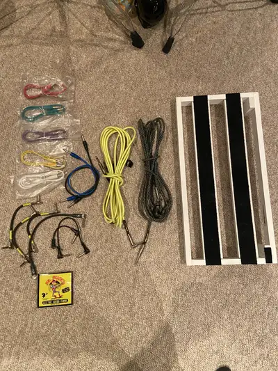 DIY Guitar Pedal Board (2'by 1') with Patch Cables and 2 Earnie, View more