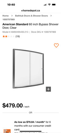BNIB American Standard Glass Shower Doors