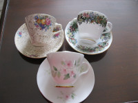 REDUCED - Vintage Bone China Cups and Saucers