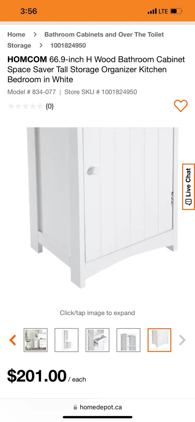 HOMCOM 66.9-inch H Wood Bathroom Cabinet Space Saver Tall Storag in Storage & Organization in Kitchener / Waterloo - Image 8