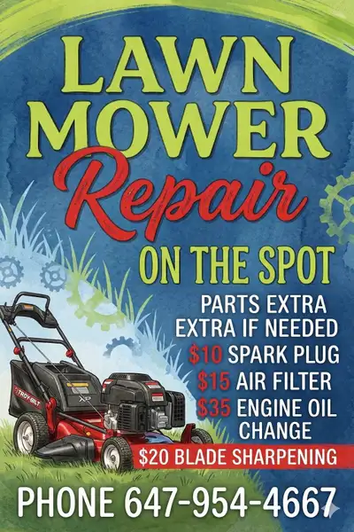 lawnmower re pair on the spot ( mobile )( house calls ), View more
