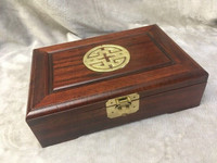 80s 90s Solid WOOD BRASS 2-Tier JEWELLERY Box Made In Japan