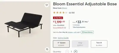 Bloom Essential Adjustable bed base, View more