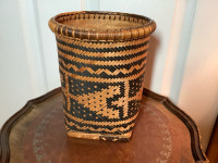 Antiq/Vtg Bamboo Palaw’en Tribal Tiruary Geometric Woven Basket 