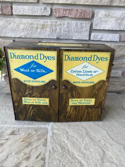 VINTAGE DIAMOND DYES DISPLAY CABINET $260, View more
